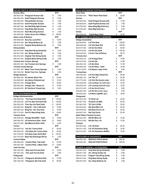 2003 Fender amp pricelist - Jedistar