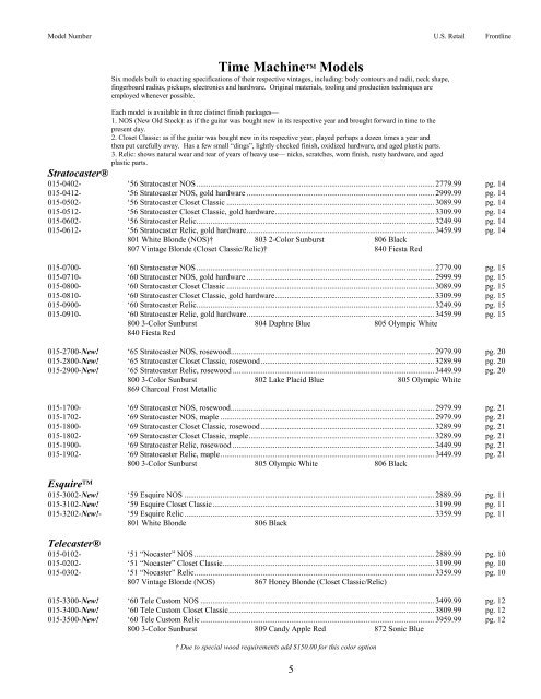 2003 Fender amp pricelist - Jedistar