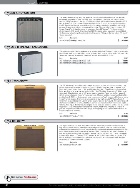 2010 price list - Fender