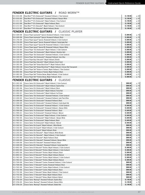 2010 price list - Fender