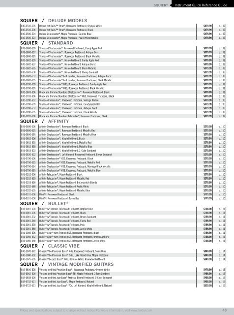 2010 price list - Fender