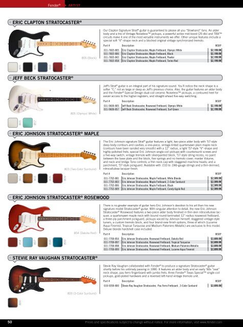 2010 price list - Fender