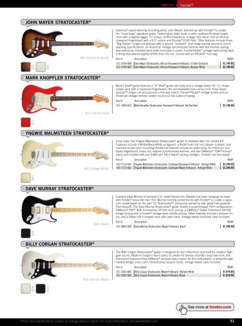 2010 price list - Fender