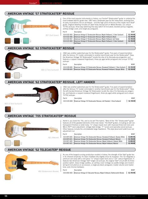 2010 price list - Fender