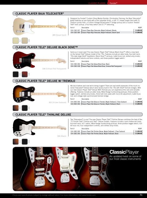 2010 price list - Fender