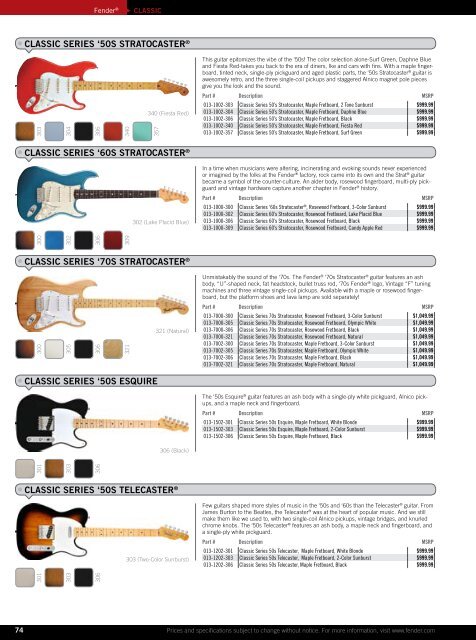 2010 price list - Fender