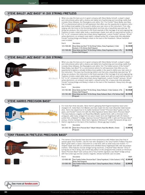 2010 price list - Fender