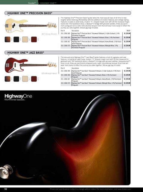 2010 price list - Fender