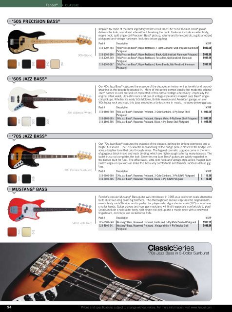 2010 price list - Fender