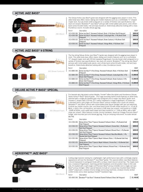 2010 price list - Fender