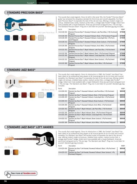 2010 price list - Fender