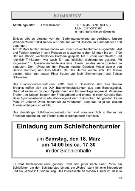 Einladung zum Schleifchenturnier - DJK Schwarz-Weiß Braunschweig