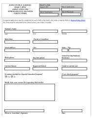 Administrative Student Transfer Request Form for Parents