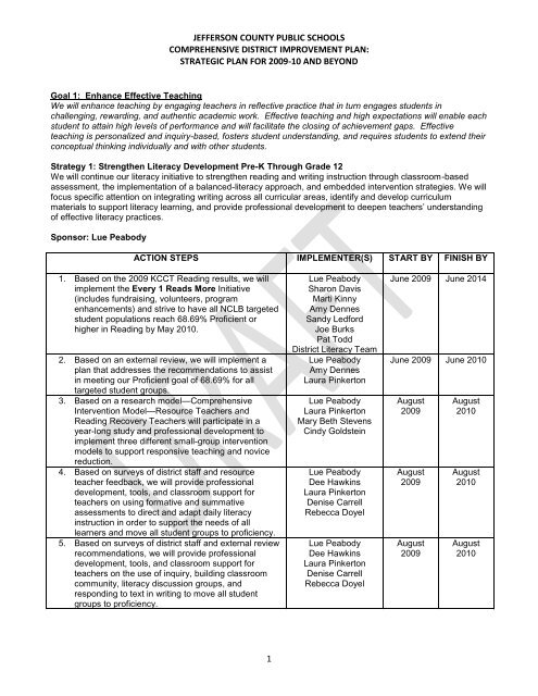 2009-2010 Comprehensive District Improvement Plan - Jefferson ...