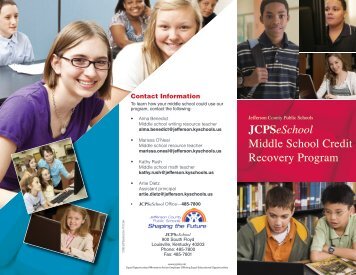 Middle School Brochure for JCPS Schools - PDF - Jefferson County ...
