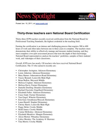 Thirty-three teachers earn National Board Certification