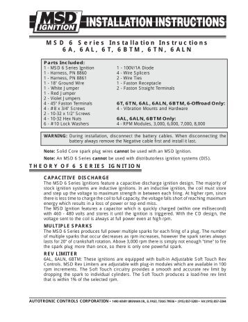 MSD 6420 Ignition Kit Installation Instructions - Jegs