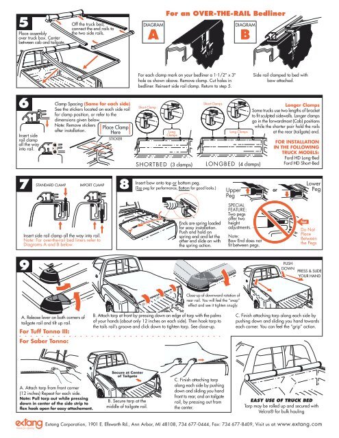 Extang 14755 Tonneau Cover Installation Instructions - Jegs