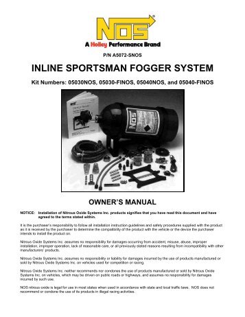 NOS 05040 Nitrous System Installation Instructions - Jegs