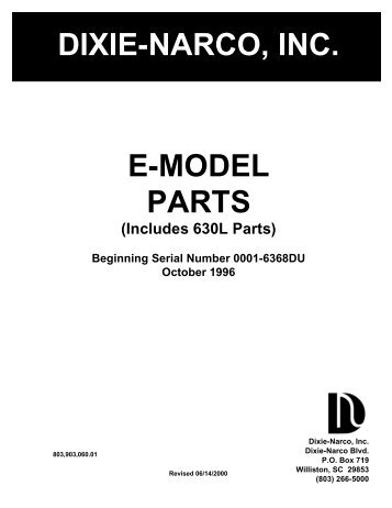 Dixie Narco E-Model Parts Manual