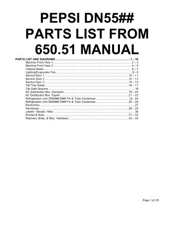 Pepsi BevMax Parts Manual - Jemphrey
