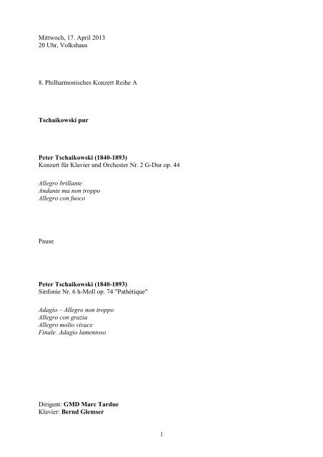 Tschaikowski pur (42.9 KB) - der Jenaer Philharmonie