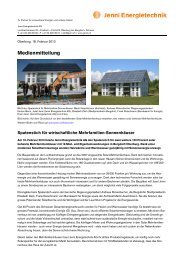 Medienmitteilung - Jenni Energietechnik AG