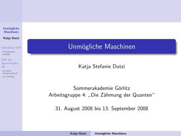 UnmÃ¶gliche Maschinen - Quantum information theory