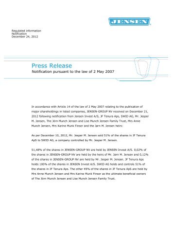 Press Release - Jensen Group