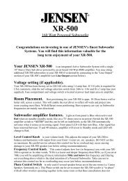 INFORMATION MANUAL XR-500 - Jensen Speakers