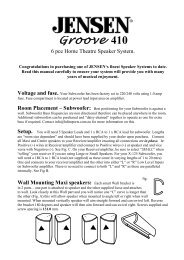 INFORMATION MANUAL GROOVE 410 - Jensen Speakers