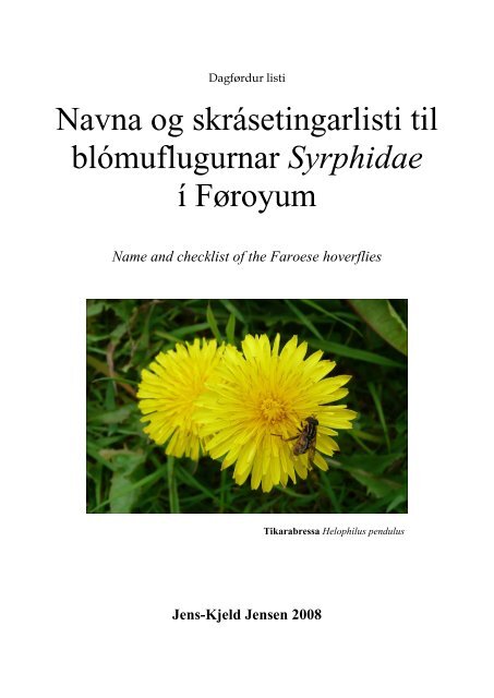 complete list with faroese hoverfly names - Jens-Kjeld Jensen