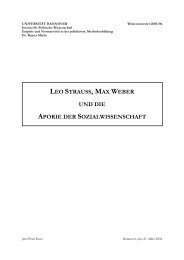 Leo Strauss, Max Weber und die Aporie der ... - Jens Peter Kutz