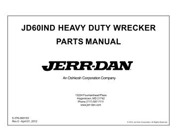 JD60IND HEAVY DUTY WRECKER PARTS MANUAL - Jerr-Dan