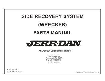 SIDE RECOVERY SYSTEM (WRECKER) PARTS MANUAL - Jerr-Dan