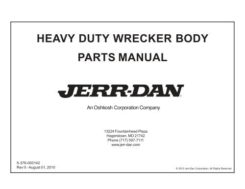 HEAVY DUTY WRECKER BODY PARTS MANUAL - Jerr-Dan