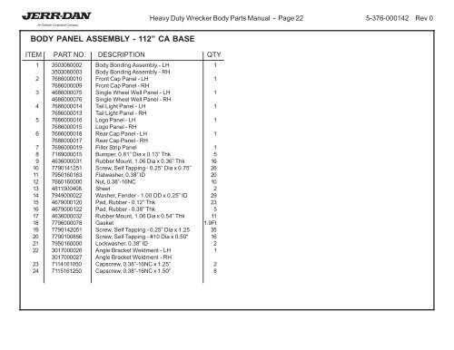 HEAVY DUTY WRECKER BODY PARTS MANUAL - Jerr-Dan