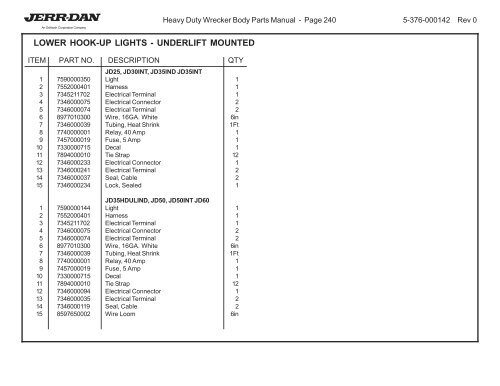 HEAVY DUTY WRECKER BODY PARTS MANUAL - Jerr-Dan