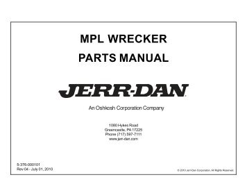 MPL WRECKER PARTS MANUAL - Jerr-Dan