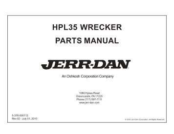 HPL35 WRECKER PARTS MANUAL - Jerr-Dan