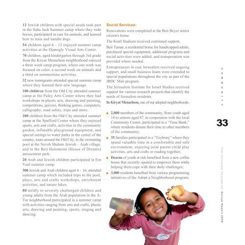 Annual Report 2009 - Jerusalem Foundation