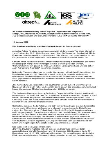 Wir fordern ein Ende der Brechmittel-Folter in ... - JES NRW