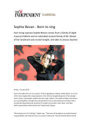 Sophie Bevan - Born to sing - Jessica Duchen