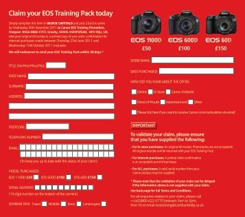 Claim your EOS Training Pack today - Jessops