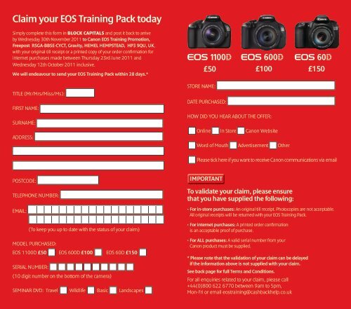 Claim your EOS Training Pack today - Jessops