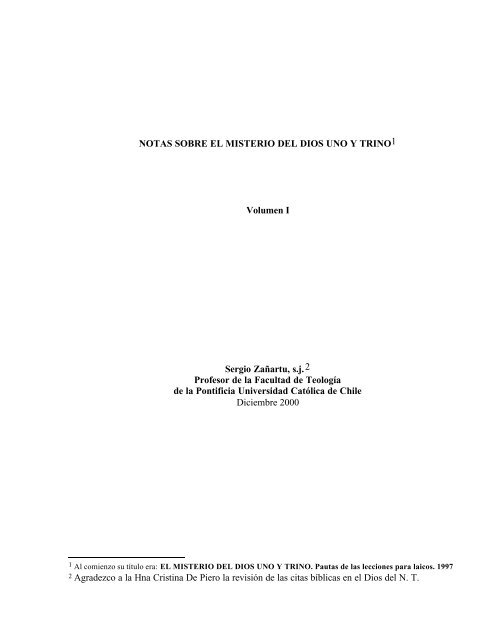 Notas sobre el misterio de Dios uno y trino I - Jesuitas.cl