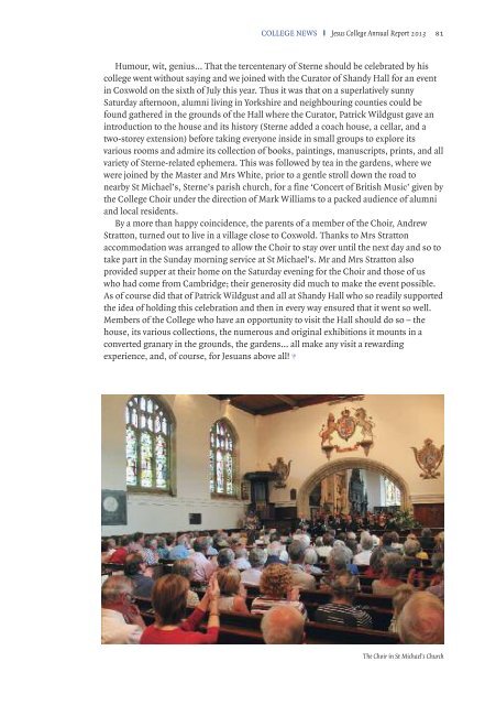 2013 Annual Report - Jesus College - University of Cambridge