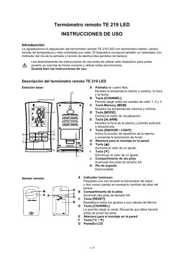 TermÃ³metro remoto TE 219 LED INSTRUCCIONES DE ... - JET GmbH