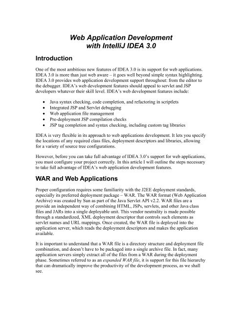 Web Application Development with IntelliJ IDEA 3.0 - JetBrains