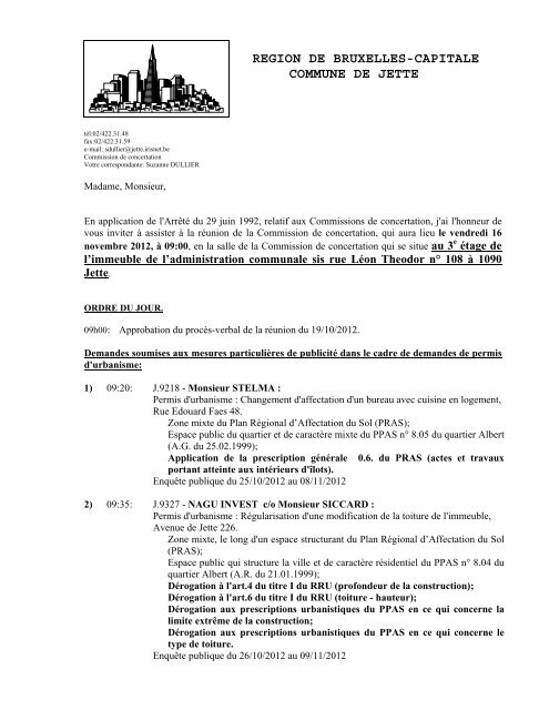 REGION DE BRUXELLES-CAPITALE COMMUNE DE JETTE